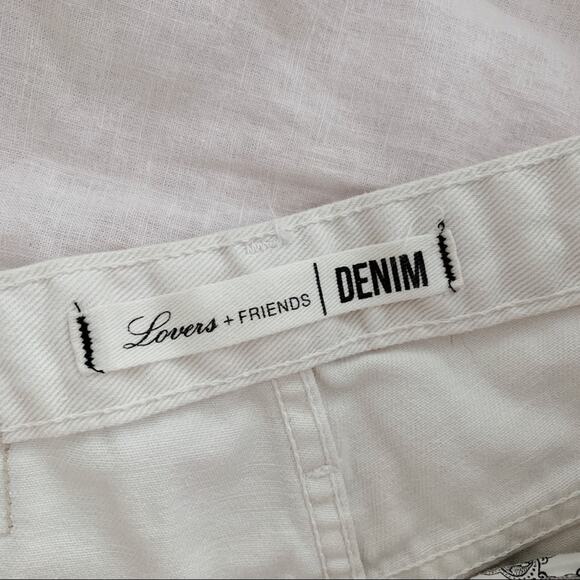 White Molholland Lovers + Friends Jack High Waisted Distressed Denim Shorts 23 - Picture 7 of 7